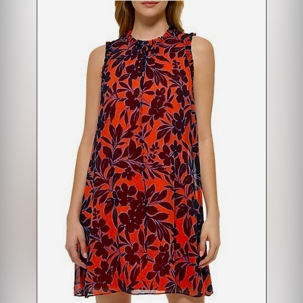 TOMMY HILFIGER Floral Mockneck Trapeze Shift Dress - Sz 10